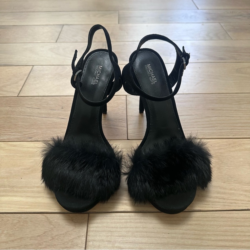 Michael Kors Black Rabbit Fur Heels - Picture 3 of 9